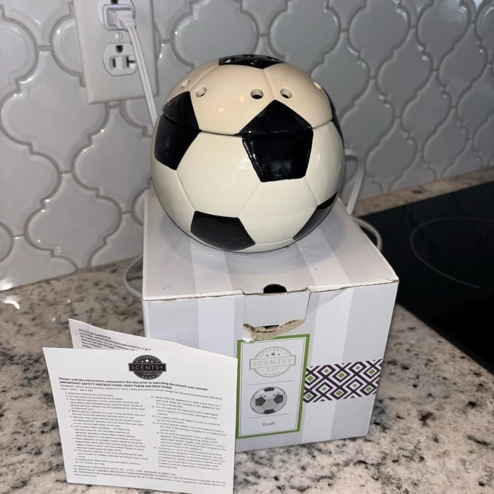 Scentsy Black and White Soccer Ball Ceramic Warmer